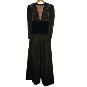 William Pearson Elegant Vintage Black Lace Velvet Gown 8